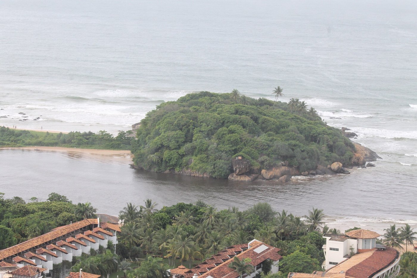 The Bentota River estuary meeting the Indian Ocean
