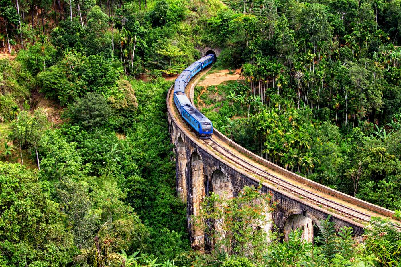 Train crossing the Nine Arch Bridge near Ella