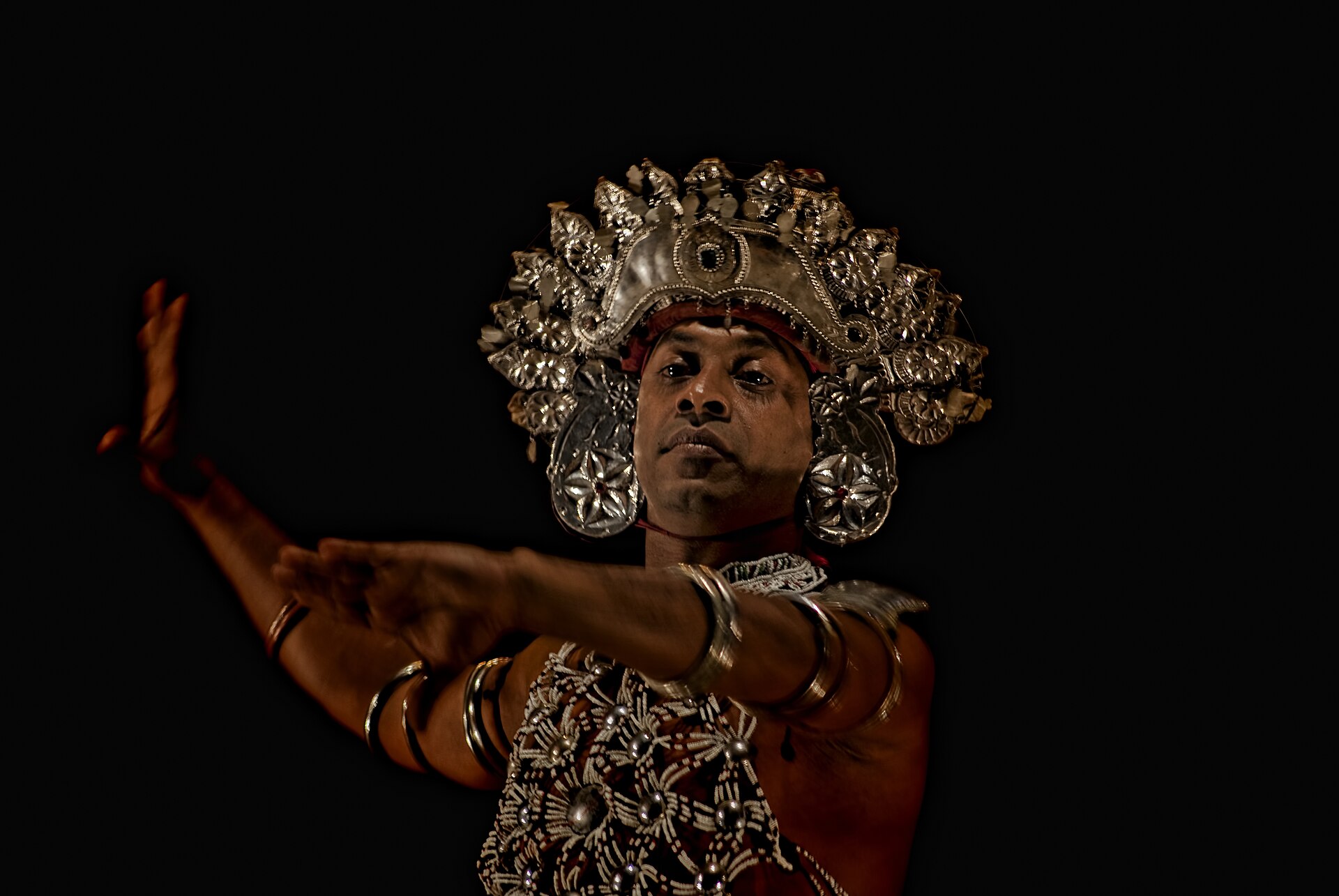 Traditional Kandyan dancers performing in vibrant costume, Kandy, Sri Lanka