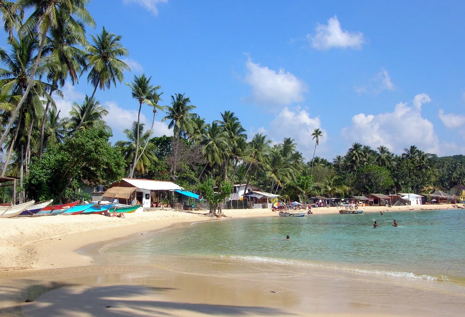 Palm trees and turquoise water at Unawatuna beach