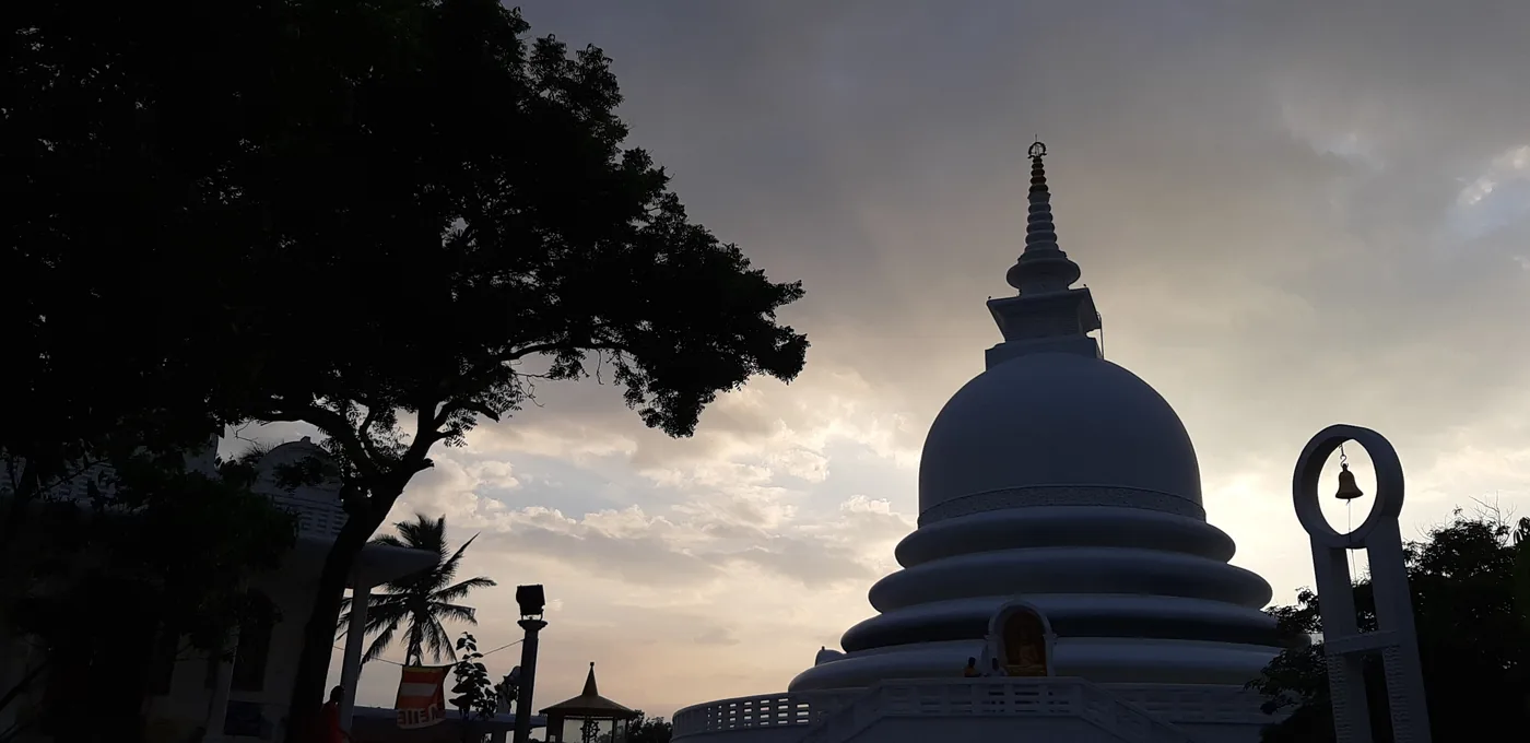 Japanese Peace Pagoda on the Rumassala headland above Unawatuna, Sri Lanka