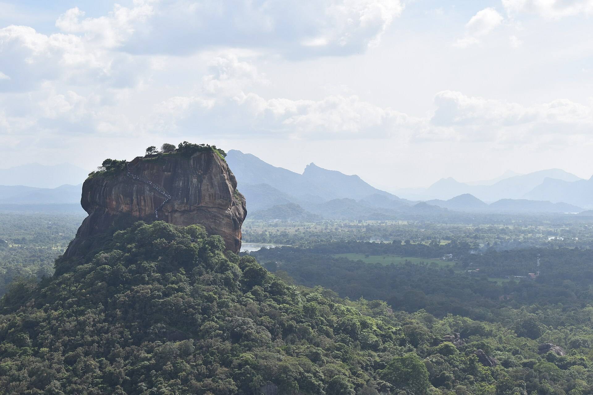 Sigiriya Rock Fortress rising above the forest canopy, seen from Pidurangala